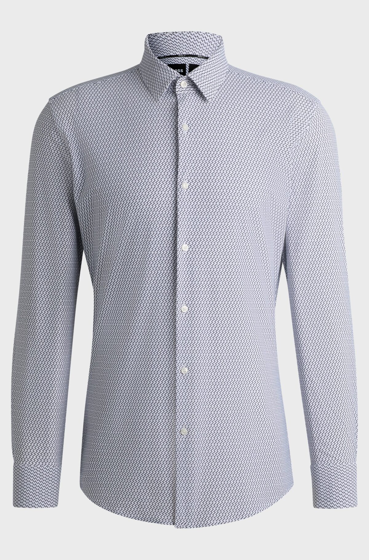 BOSS Shirt Jerseystretch Print Donkerblauw - Afbeelding 6