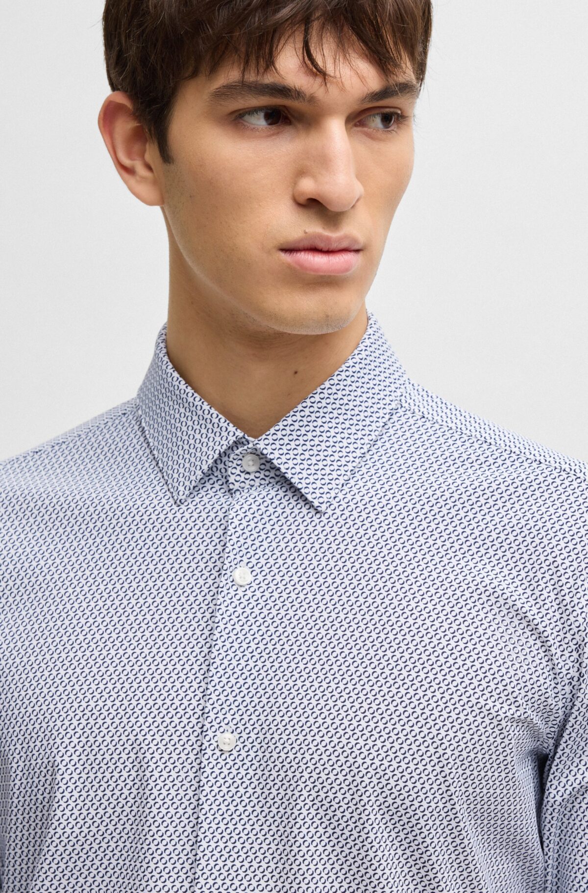 BOSS Shirt Jerseystretch Print Donkerblauw - Afbeelding 3