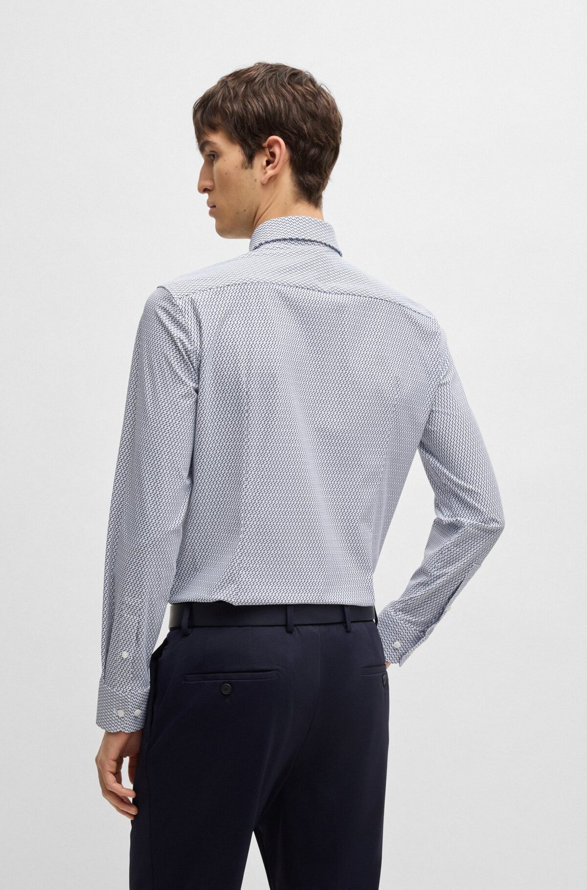 BOSS Shirt Jerseystretch Print Donkerblauw - Afbeelding 2
