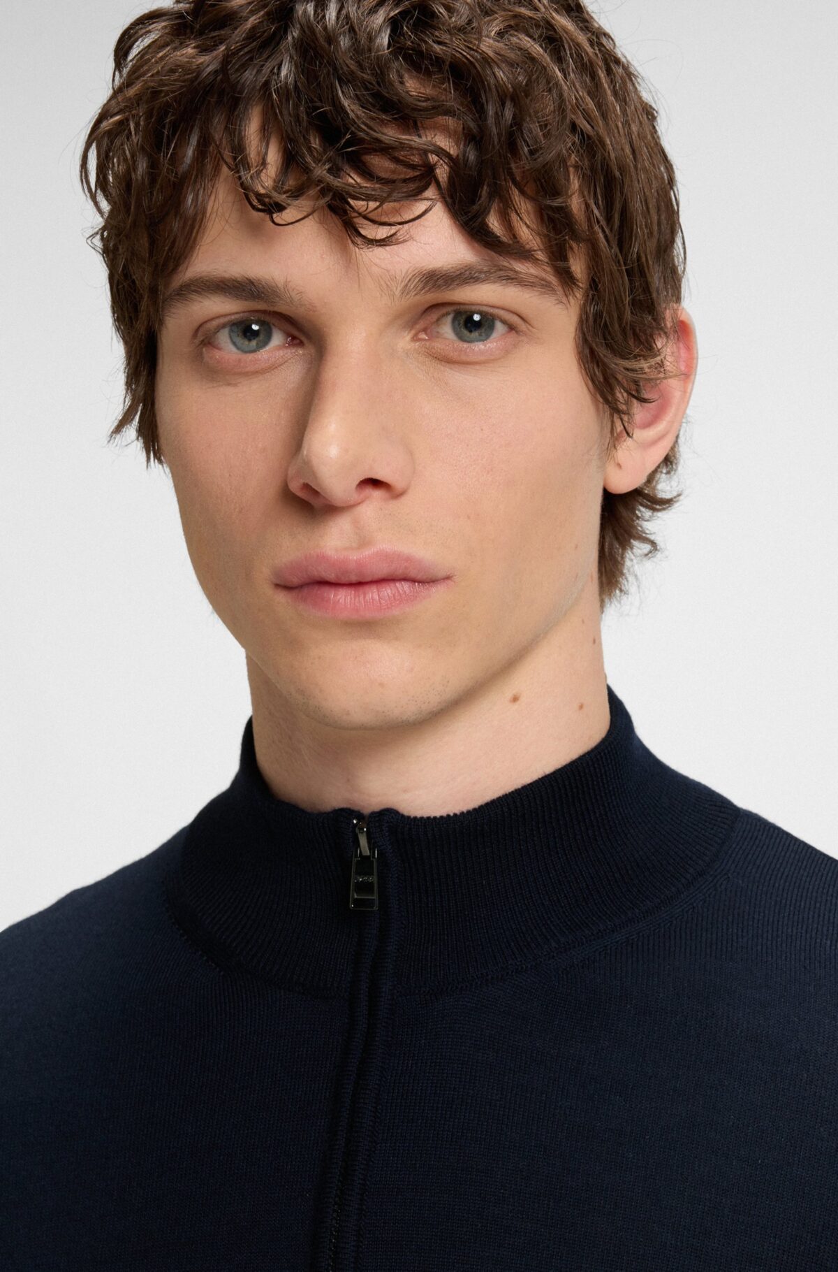 BOSS Half Zip Scheerwol Donkerblauw - Afbeelding 3