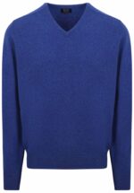 William Lockie V-Hals Pullover Middenblauw