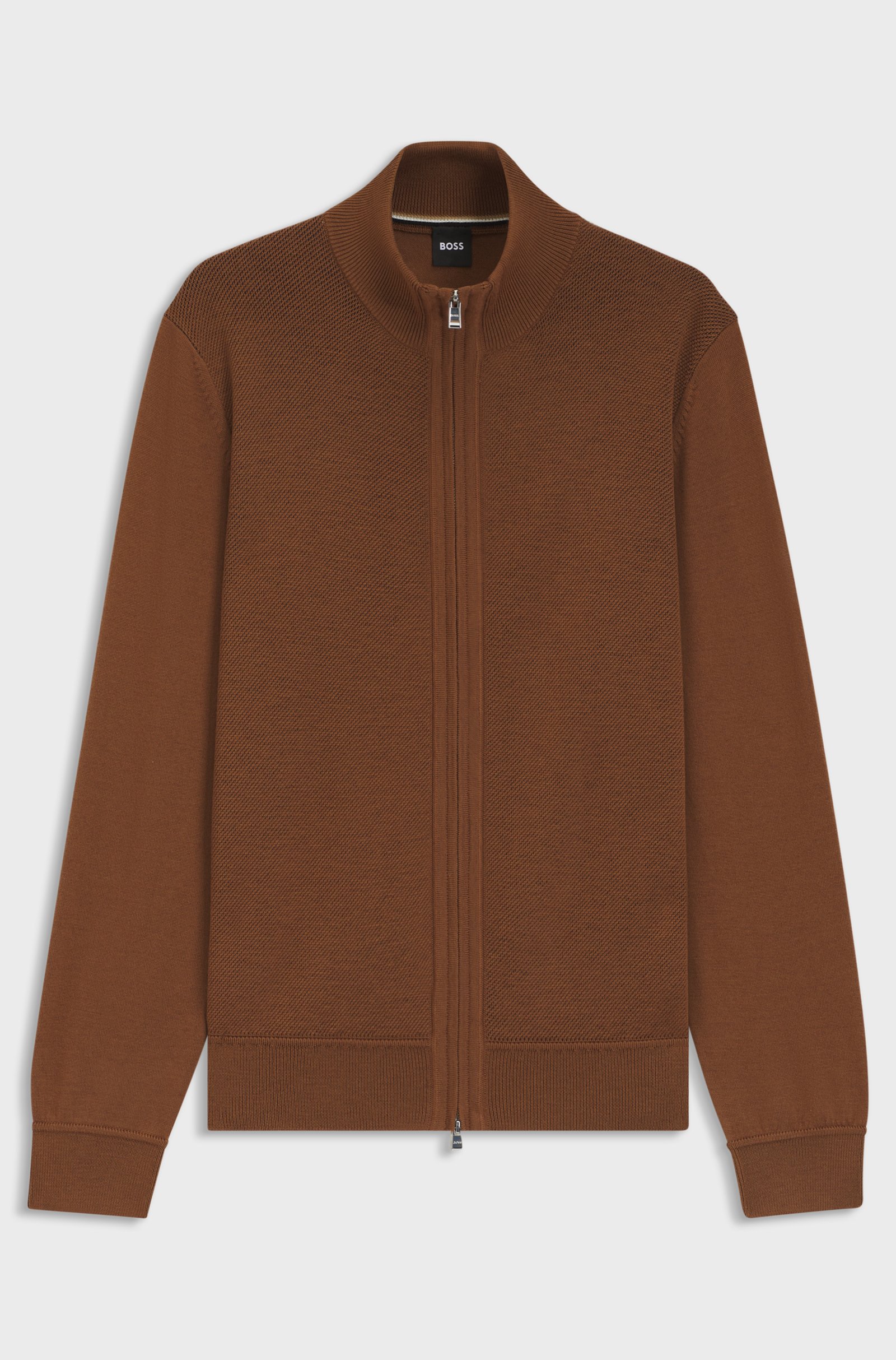 BOSS Vest Rits Scheerwol Cognac - Afbeelding 5