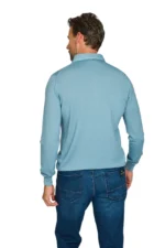 Thirij Poloshirt Langemouw Wol Lichtblauw - Afbeelding 4