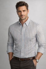 Paul & Shark Classic-Fit Shirt Streep Taupe