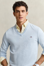 GANT Pullover V-Hals Katoen Lichtblauw - Afbeelding 5