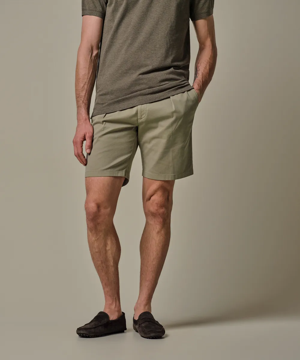 groene-garment-dye-shorts Profuomo Short Katoen Olijfgroen - Afbeelding 1