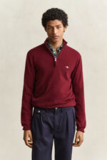 GANT Half Zip Pullover Lamswol Bordeaux - Afbeelding 2