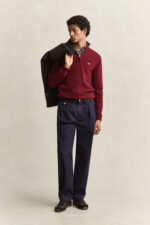 GANT Half Zip Pullover Lamswol Bordeaux - Afbeelding 5