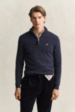 GANT Half Zip Pullover Lamswol Navy - Afbeelding 2